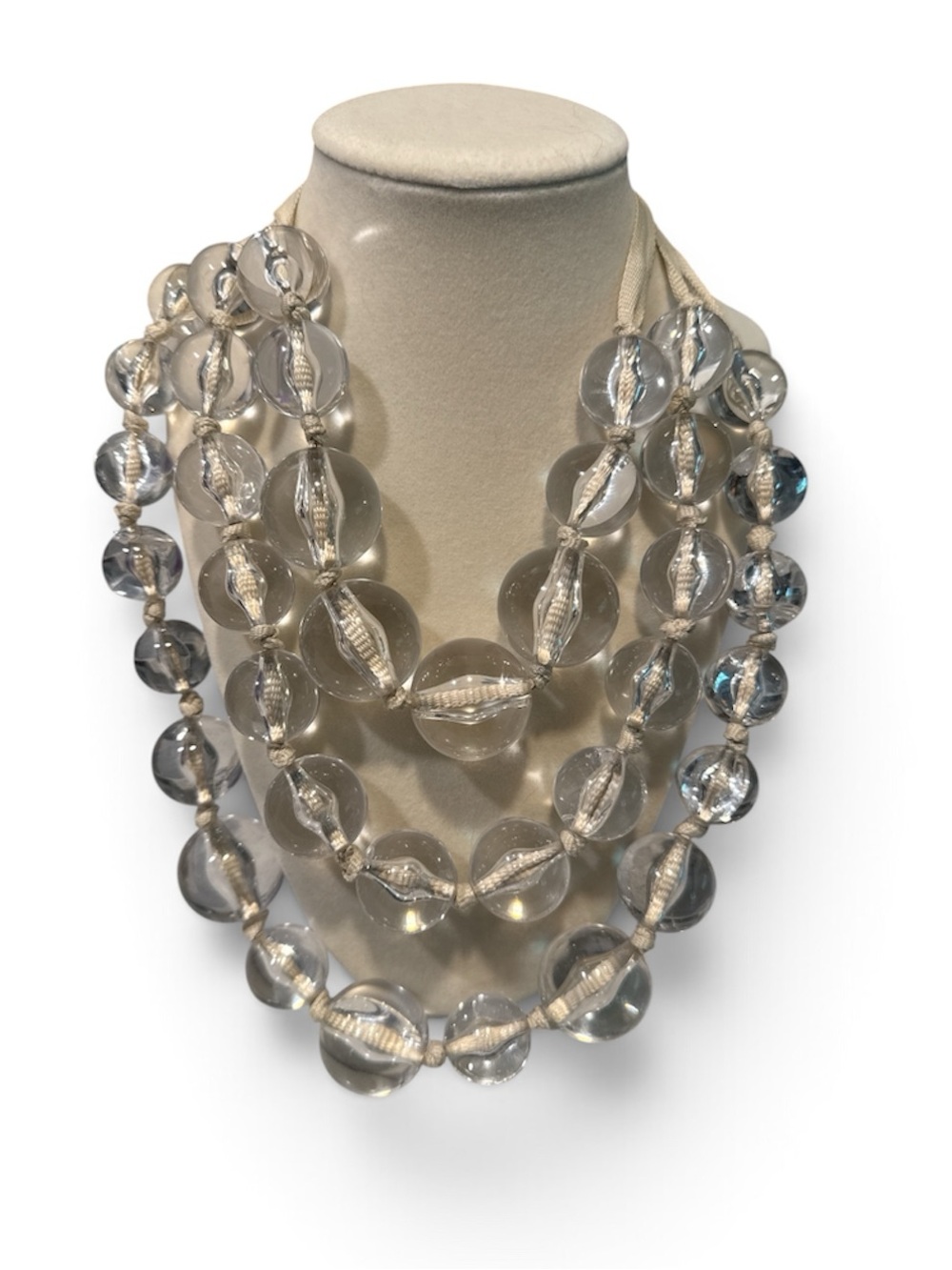 Vintage Signed Sequin Runway Lucite Bead Statement Necklace